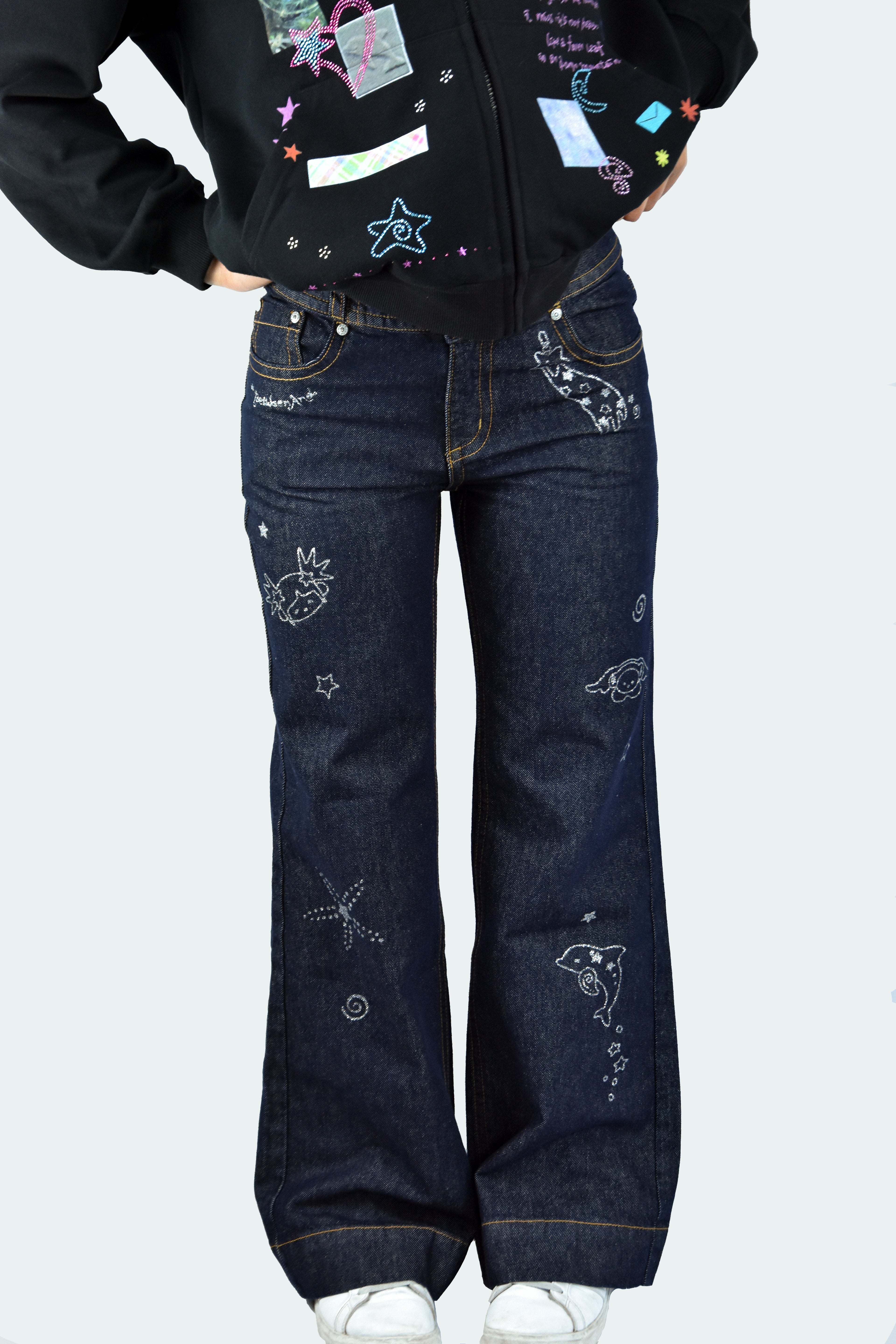 GLITTER LOW RISE JEANS